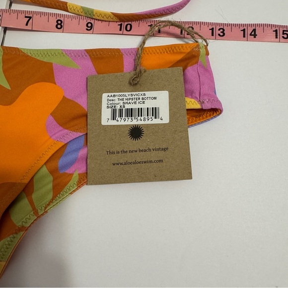 Aloe Aloe Swim Bikini Set Scrunch Top Hipster Bottom Shave ice Top S, Bottom XS - Picture 5 of 6
